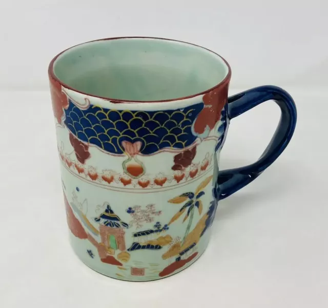 Imari Tankard Ceramic Japan Japanese Large Mug Green Red Blue Vtg GAL 3