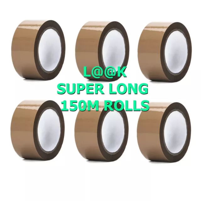 Brown Tape - 6 Rolls Extra Long 150m Length Buff Packing Parcel Tape - 48mm Wide