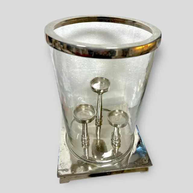 Modernes großes Windlicht Alu Silber Teelichthalter  Kerzenhalter 34cm NEU 2