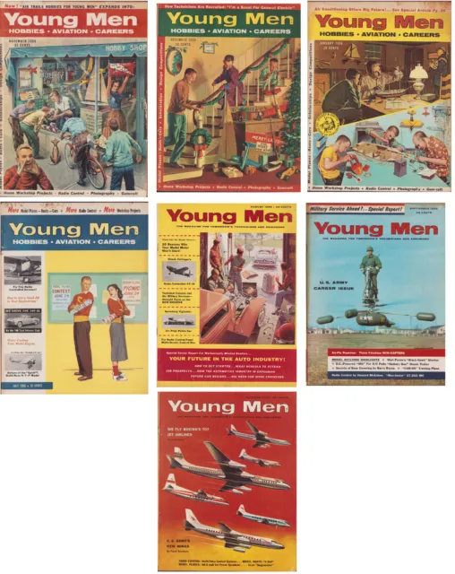 YOUNG MEN Hobbies Aviation Careers Technicians Engineers - 7 Magazines 1955-1956