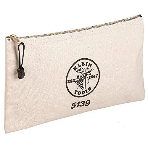 Zipper Bag, Canvas Tool Pouch 12.5 x 7 x 4.25-Inch  Natural
