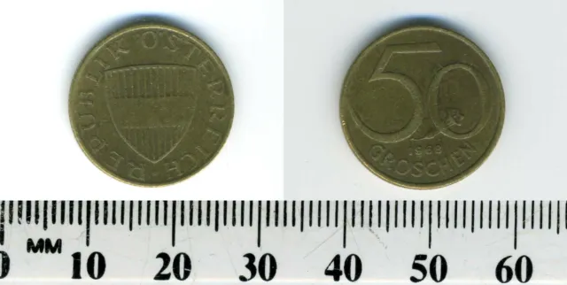 Austria 1968 - 50 Groschen Aluminum-Bronze Coin - Austrian Shield 4