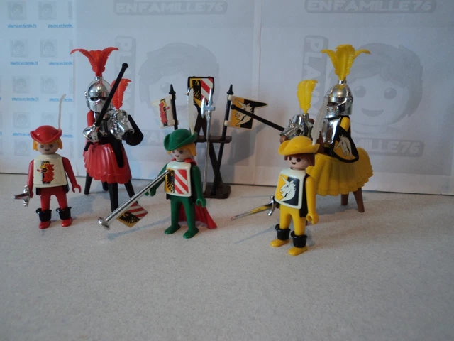 Lot Playmobil Vintage Médiéval - Chevaliers, Catapulte, Chariot, Années 1993