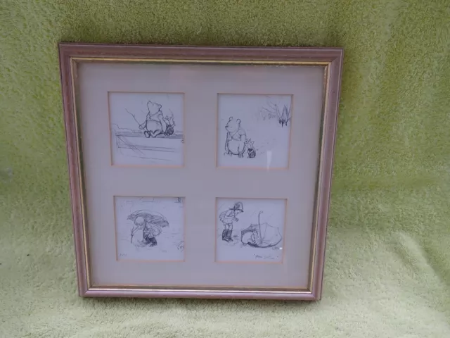 Vintage Winnie The Pooh Framed Print Ernest Howard Shepard Disney 28cm x 28cm