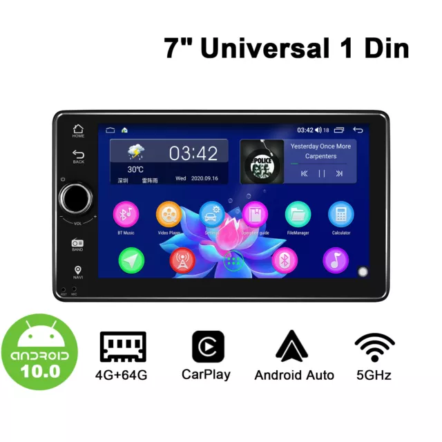 JOYING 7 Zoll 1 Din Android 10.0 Autoradio GPS Navi WIFI Rückfahrkamera-Funktion