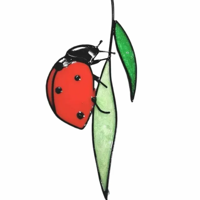 Stained Glass Ladybug Home Decoration 22x10cm Metal Window Wall Hanging Ornament
