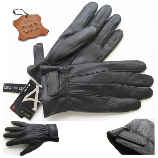Mens Leather Touch Screen Gloves Thinsulate Lined Soft Warm Driving Real Le