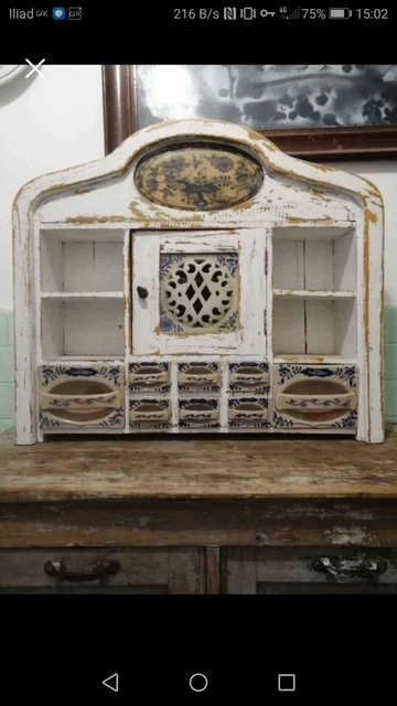Mobilino Vintage con cassettini in maiolica dipinta