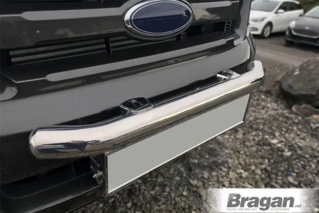 Front Bumper Spotlight Bar + Plate Holder To Fit VW Amarok 2016 - 2023 Stainless