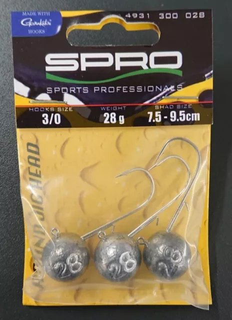 SPRO Round Jig Head 22 3/0 - 28g 3 Stück Jigköpfe Jighead Rundkopf Gamakatsu OVP