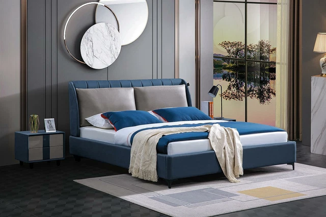 Lit 3 Parties Chambre à Coucher Set Design Moderne Luxe Table de Chevet Lits