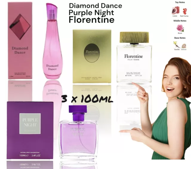 3 x Women's Ladies Perfume Parfum Spray Scent Fragrance Gift Set for Her EDP NEW