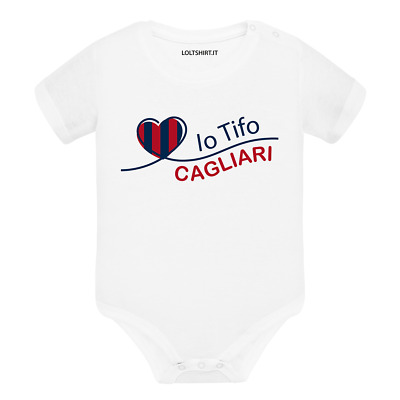 Body divertente neonato maniche corte Io tifo Cagliari