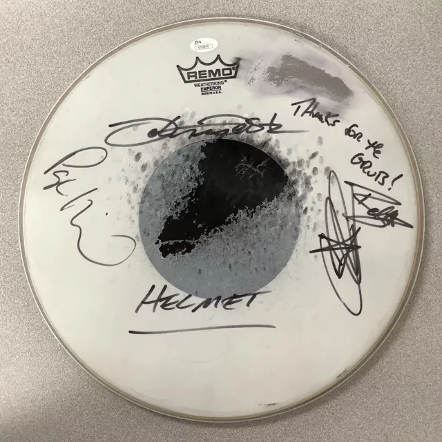 Helmet Signed Drumhead 14” Concert Used Remo Page Hamilton Tempesta +2 Autos JSA