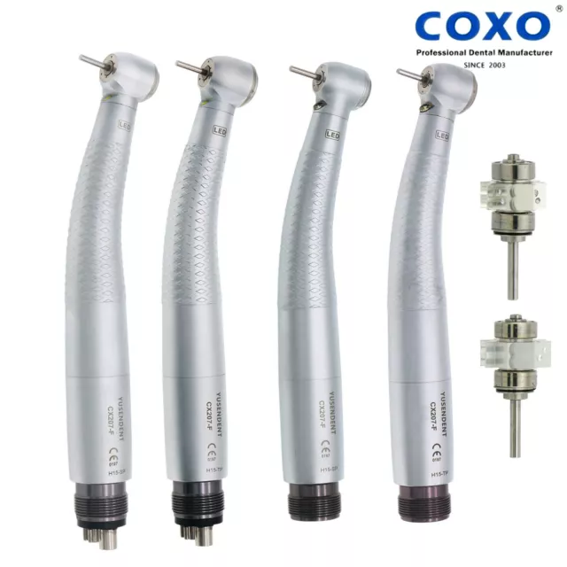 COXO Dental LED Self Power High Speed Air Turbine 6 Spray Handpiece 4 Holes M4