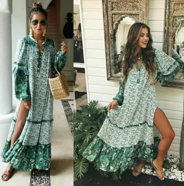 Spell and the Gypsy Winona Gown Long Sleeve Dress Green Size Small