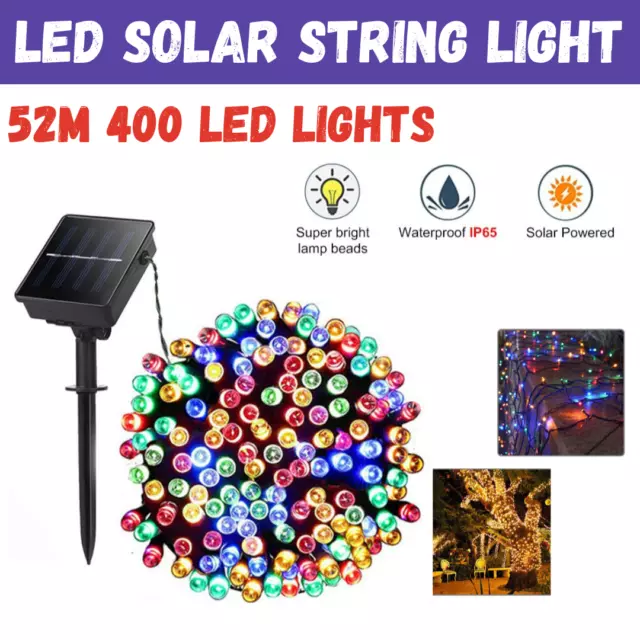 Solar Fairy String Lights 400 LED Outdoor Garden Christmas Party Decor 52M Light