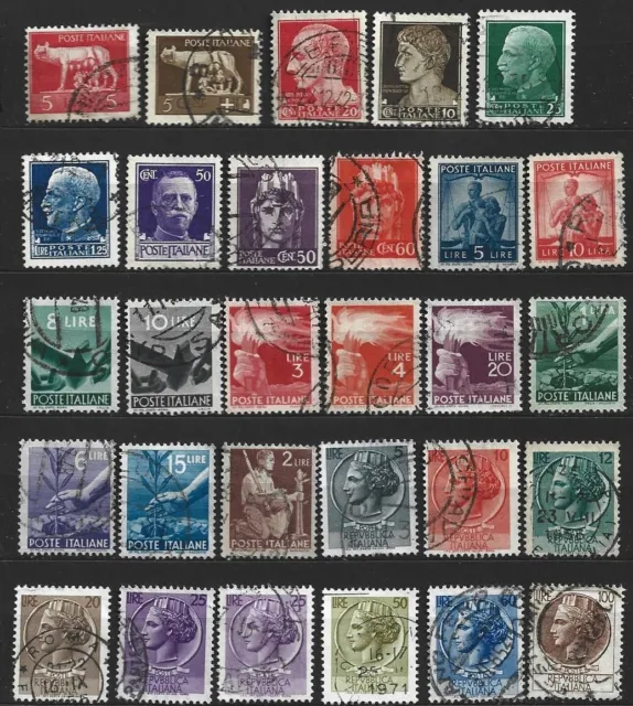 ITALIE - lot de 29 timbres oblitérés de 1929 à 1968