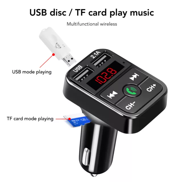 FM Transmitter KFZ Bluetooth USB Dual Auto Ladegerät für Handy Radio Adapter 3