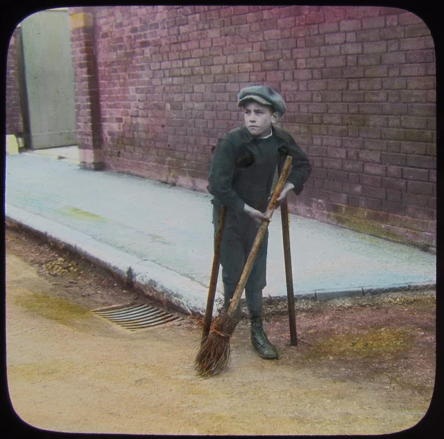 Glass Magic Lantern Slide CRIPPLE TOM NO2 C1890 PHOTO VICTORIAN TALE BOY