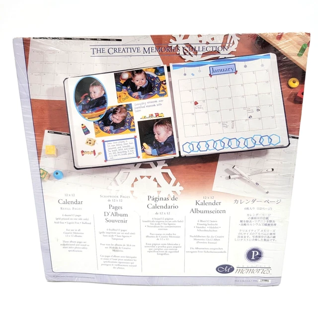 Creative Memories 12x12 6 Hojas Calendario Páginas de Recarga Blanco Retirado NUEVO Sellado
