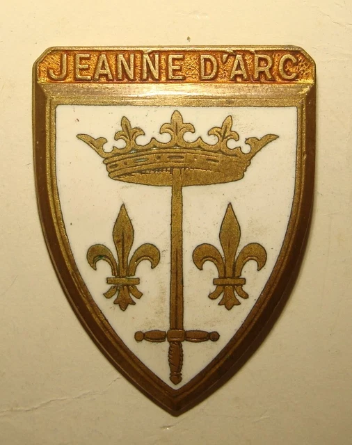 Insigne émail 4e Régiment De Cuirassiers - Jeanne D'Arc, Cavalerie, Original (TBE)