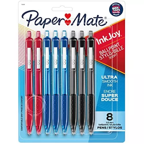 Paper Mate InkJoy 300RT Retractable Ballpoint Pens, Medium Point, Black/Red/B...