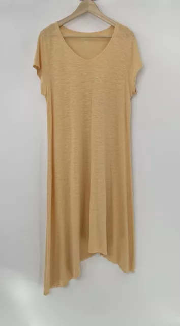 Eileen Fisher Women’s Hemp/Cotton Blend Peach Asymmetrical Maxi Shirt Dress L