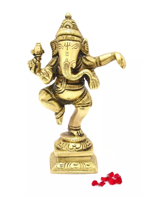 Handmade Hindu Religious God Dancing Ganesha Brass Figure Statue For Home Decor