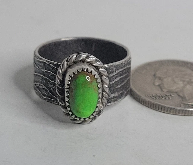 Natural Orvil Jack Nevada Turquoise Sterling Silver Ring Size 9 Signed Handmade