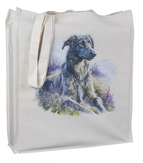 Scottish Deerhound in the Heather Dog Cotton Bag Gusset & Long Handles Design
