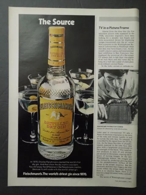 1974 FLEISCHMANN'S Distilled Dry Gin Magazine Ad - The Source