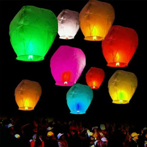 10PC Degradable Lanterns Paper Wish Lamp Candle Party Holiday Gift Wedding