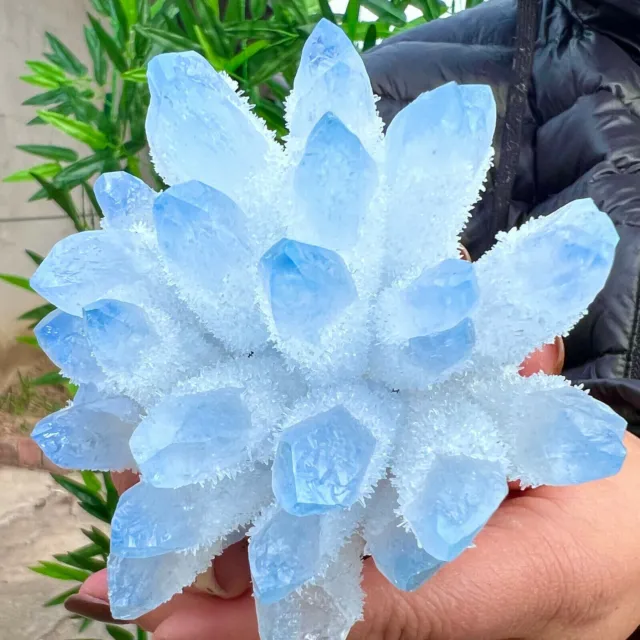 New Find blue Phantom Quartz Crystal Cluster Mineral Specimen Healing 300g+ 1pc 4