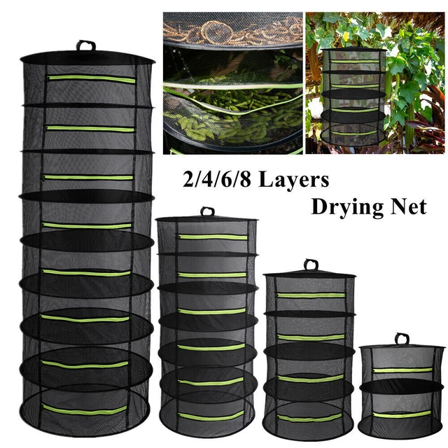 Fodable 2468 Layer Herb Drying Net Plant Hanging Mesh Dryer Racks with Zipper