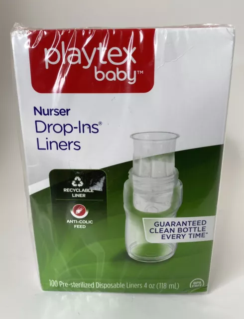 Playtex Baby Nurser Bottles Drop Ins Liners 4oz 100 Count Disposable Sealed