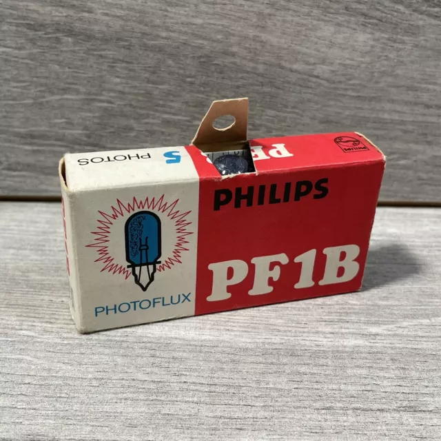 Vintage Philips Photoflux Pf1B Unused Set Of 5 Blue Flash Bulbs N200
