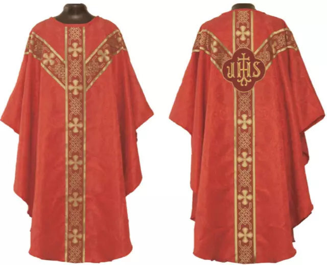 Ensemble vêtement gothique rouge et étole, chasuble gothique, casula,...