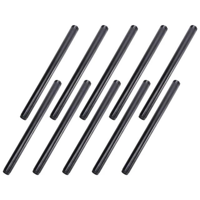 1/2&quote; x12&quote; Black Painted Iron Pipe,  10 Pack Threaded Blac...