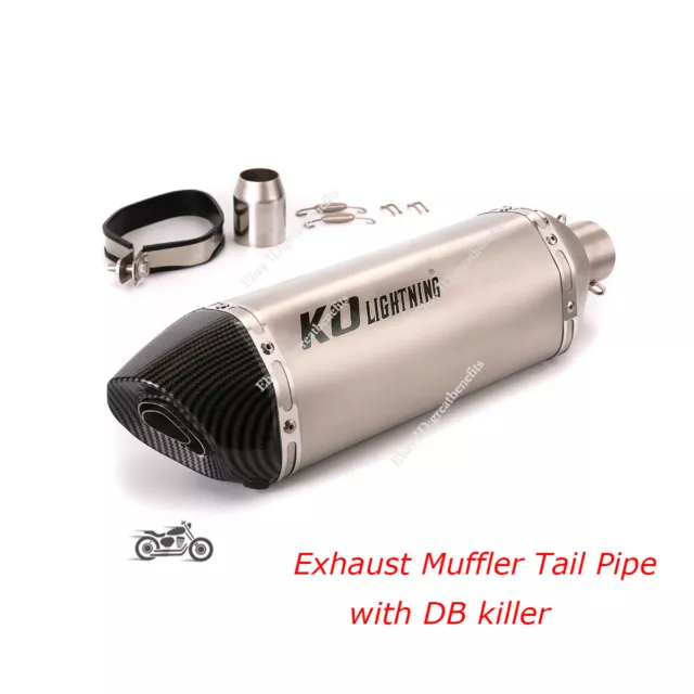 38-51mm Universal Motorcycle Exhaust Muffler Tail Pipe Slip On 470mm Silencer