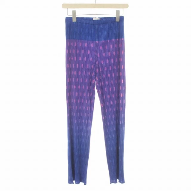 PLEATS PLEASE Issey Miyake Pants Slack Pleated Easy Dot 2 M Blue Multi /TW5