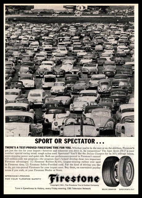 1961 Firestone Rubber X-101 Deluxe Champion & Super Sports 170-T Tires Print Ad
