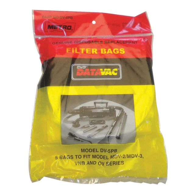 METROVAC DV-5PBA Vacuum Bag,3-Ply,Paper,6" H,PK5