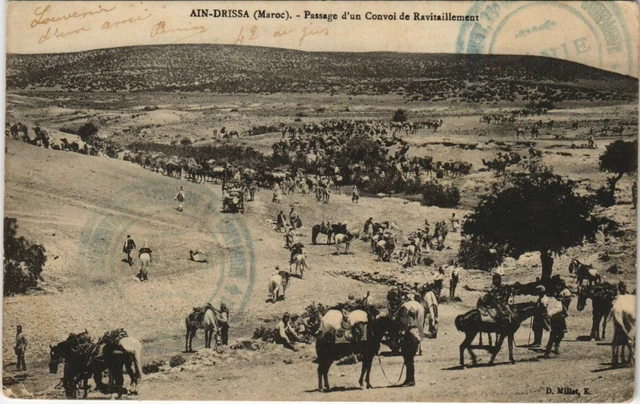 CPA AK AIN-DRISSA Passage d'un convoi de Ravitaillement MAROC (23707)