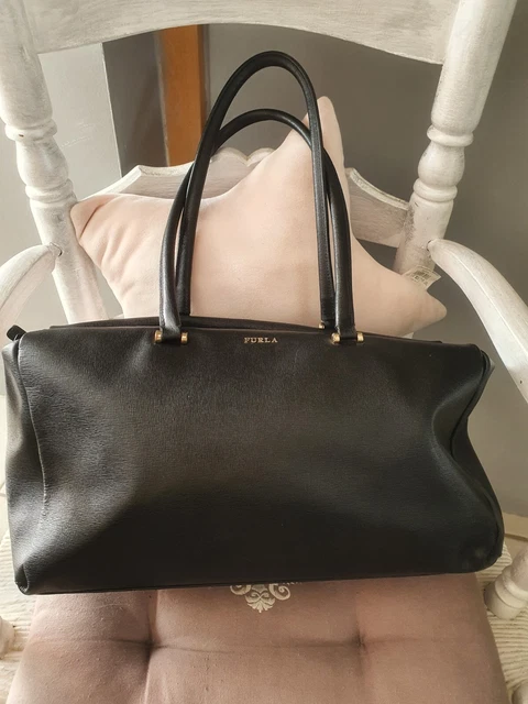 Grand Sac A Main Bowling Cuir Noir Furla