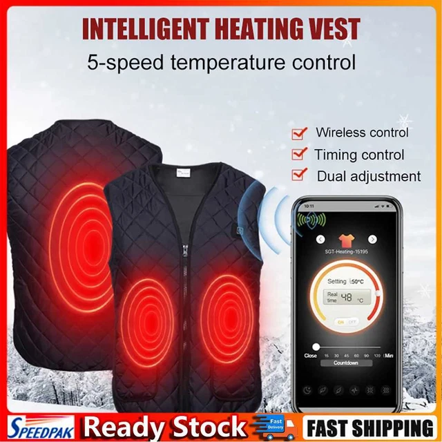 Electric Heated Vest 3 Gear Heated Coat for Skiing Fishing Hiking (XXL)