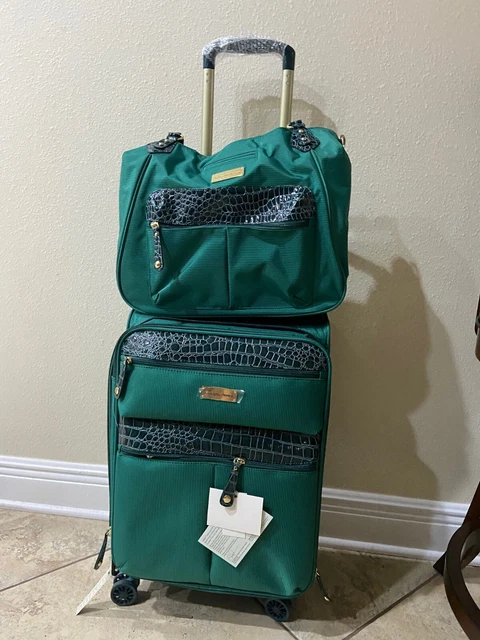 Samantha Brown Luggage Ultra Lightweight Croco Embossed Set-Green-NWT