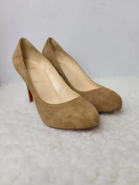 Christian Louboutin New Declic Womens Size 9 Pump 120mm Brown Suede Shoes