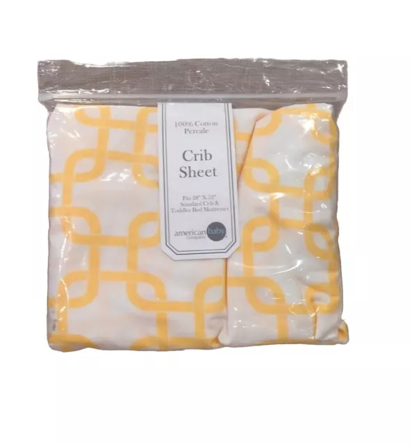 American Baby Co. 100% Cotton Percale Yellow And White Crib Sheet NEW 28 X 52