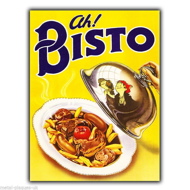 Ah Bisto METAL Wall Sign 6x8inches Plaque Vintage Retro poster art